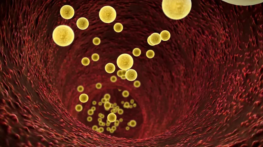 Cholesterol in blood. 