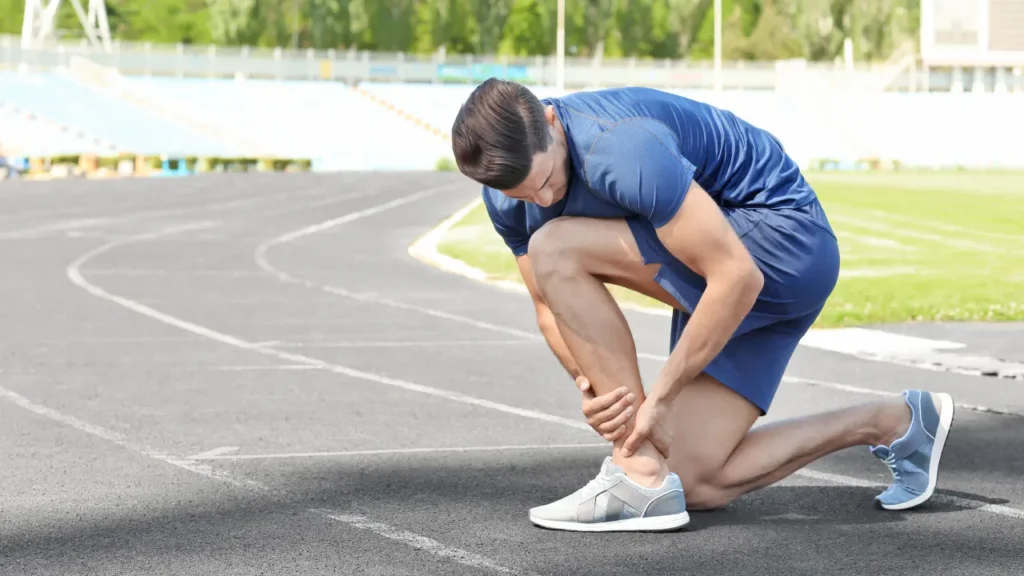 Player having pain in his muscle. 