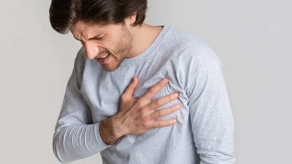 Man having heart pain. 