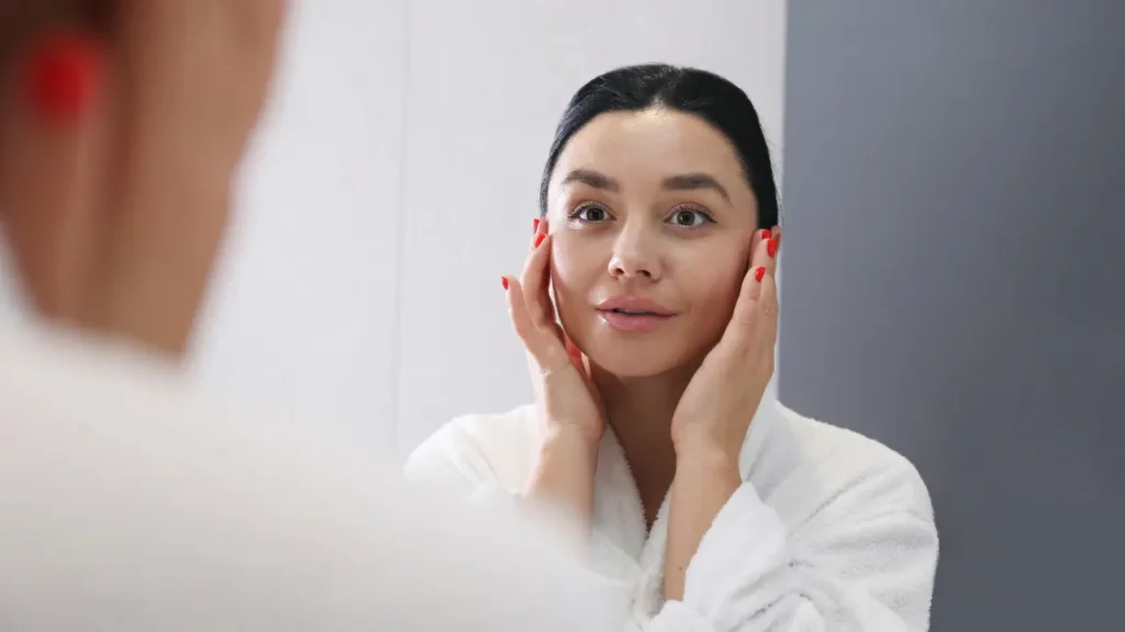 Lady having beautiful and healthy skin. 