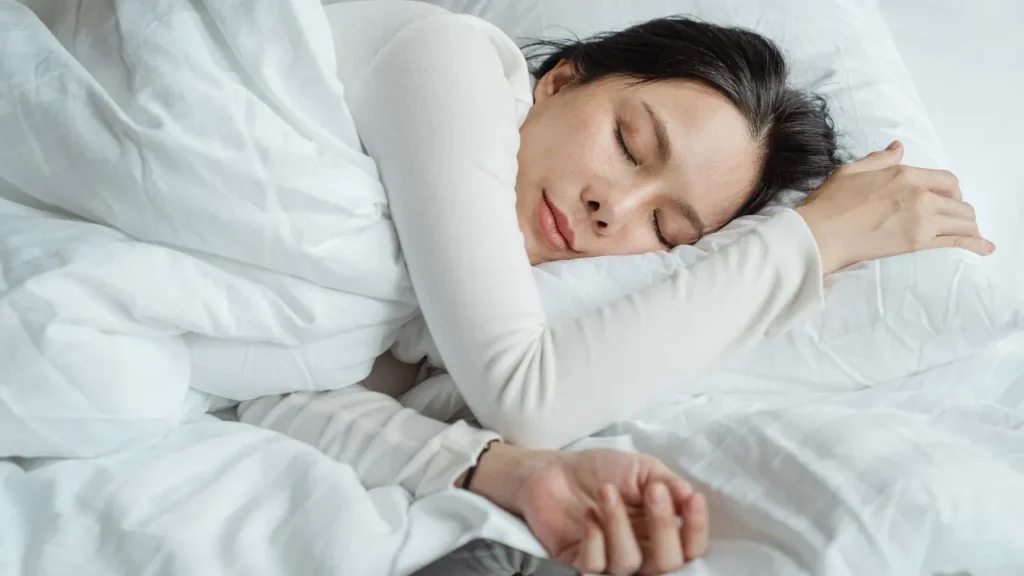 Lady having healthy sleep. 