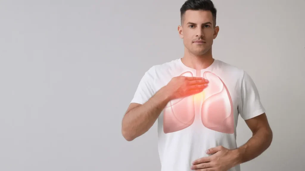 Man having healthy lungs. 