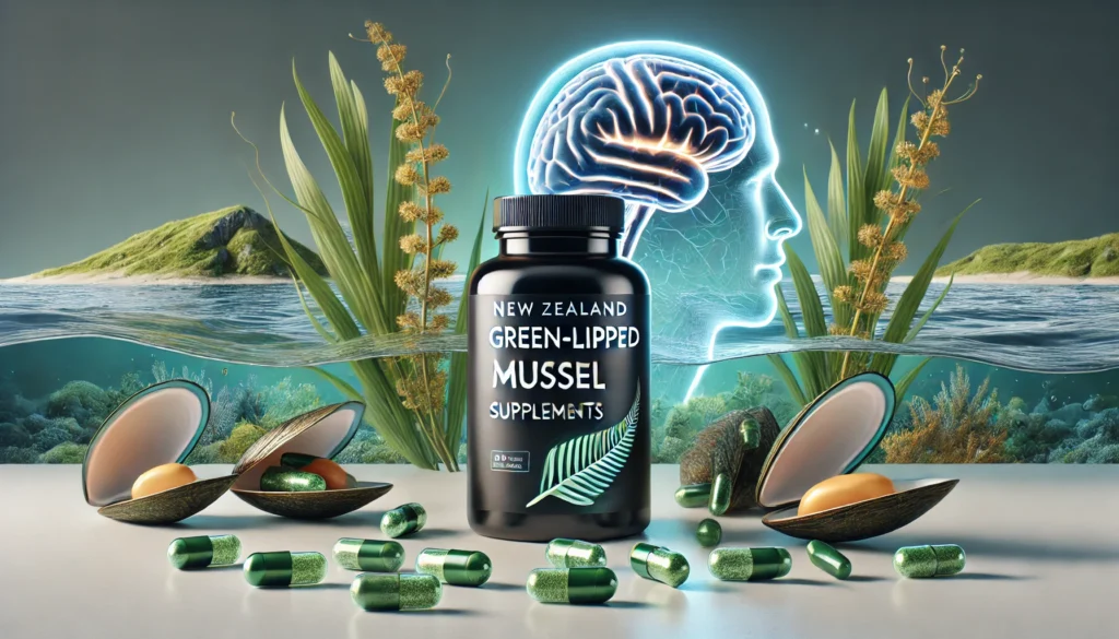 a bottle of mussels and green pills