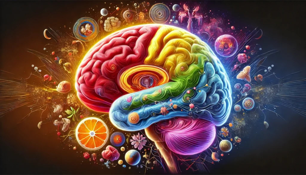 An artistic rendering of the human brain showcasing the hypothalamus, pineal gland, and suprachiasmatic nucleus, emphasizing their roles in circadian rhythms and sleep regulation, free of textual elements.