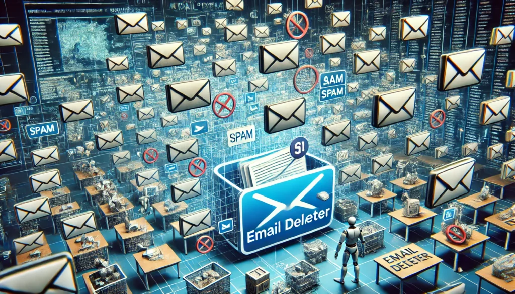 "A cluttered email inbox overwhelmed with spam emails, highlighting the need for an AI-powered email deleter to efficiently filter and organize messages for a cleaner workspace."