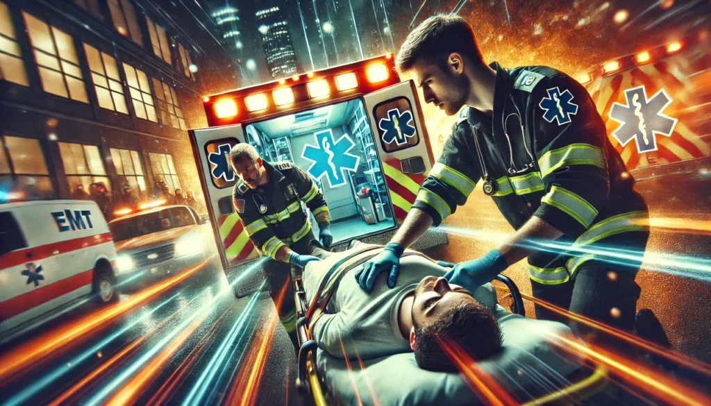 Emergency Medical Technician (EMT) Career

ALT Text: "A bustling emergency medical scene featuring an EMT providing critical care to a patient, with an ambulance in the background. This fast-paced and high-stakes role is ideal for individuals with ADHD who thrive under pressure."