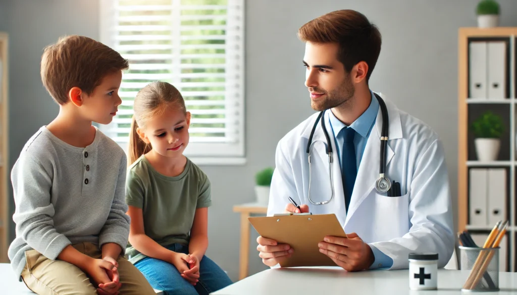 Medical Consultation for ADHD Treatment

ALT Text: "A pediatrician discussing ADHD treatment options with a concerned parent and their child in a professional medical office. The doctor explains treatment plans in a reassuring manner, highlighting the importance of professional guidance in childhood ADHD treatment."