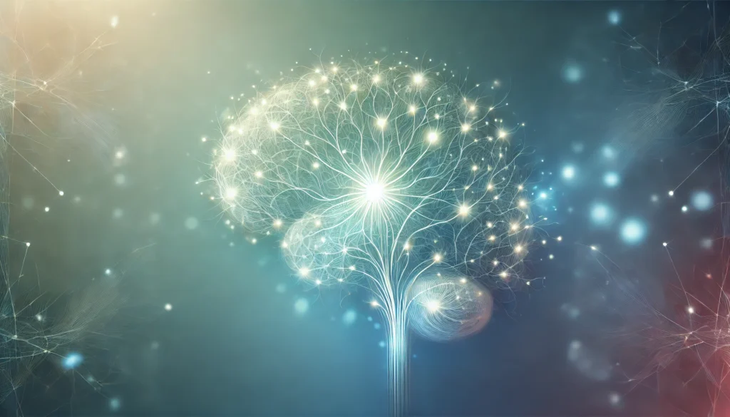 An abstract illustration depicting the science of anxiety treatment, featuring a glowing brain with neural connections illuminated by soft, calming light. The smooth gradient background symbolizes mental clarity and emotional balance.