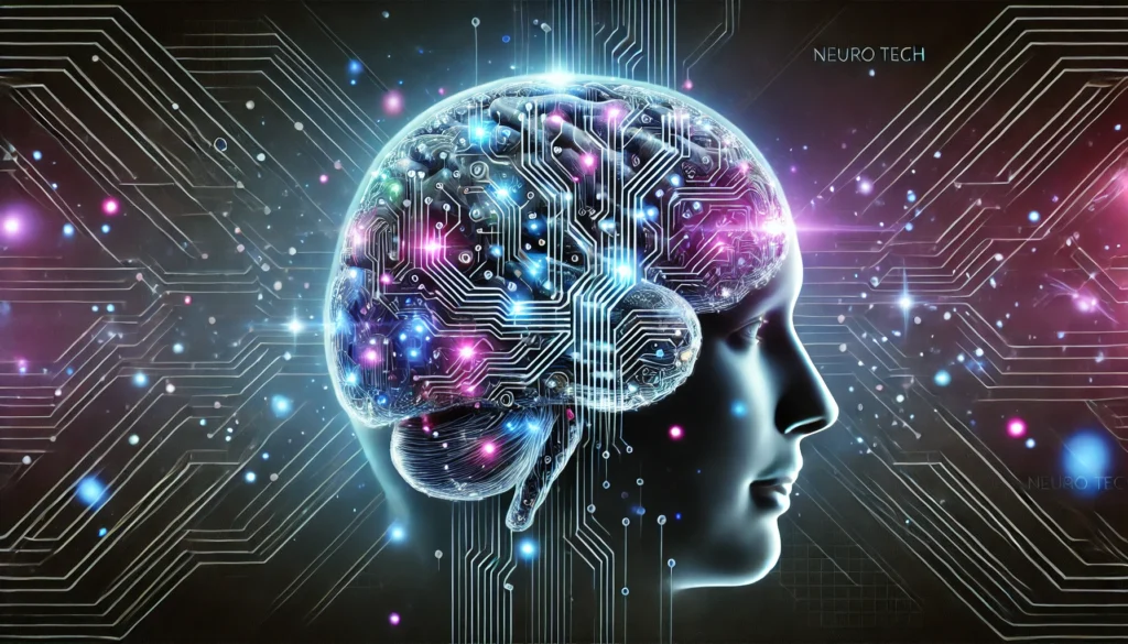 A conceptual digital artwork of a human brain with glowing circuits and neural connections, symbolizing the cognitive benefits of neuro tech IQ brain enhancement supplements.