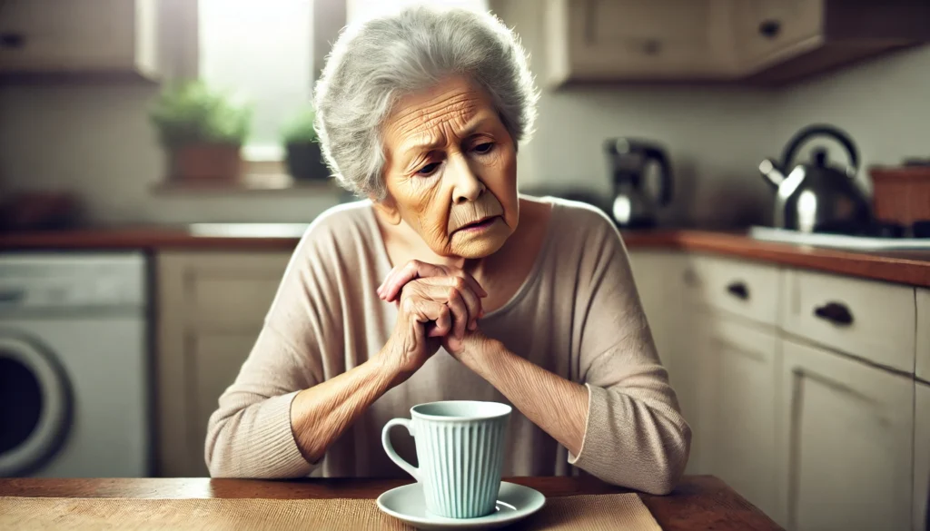 Elderly man holding a book, struggling to recall its contents, symbolizing cognitive decline and memory loss in old age.