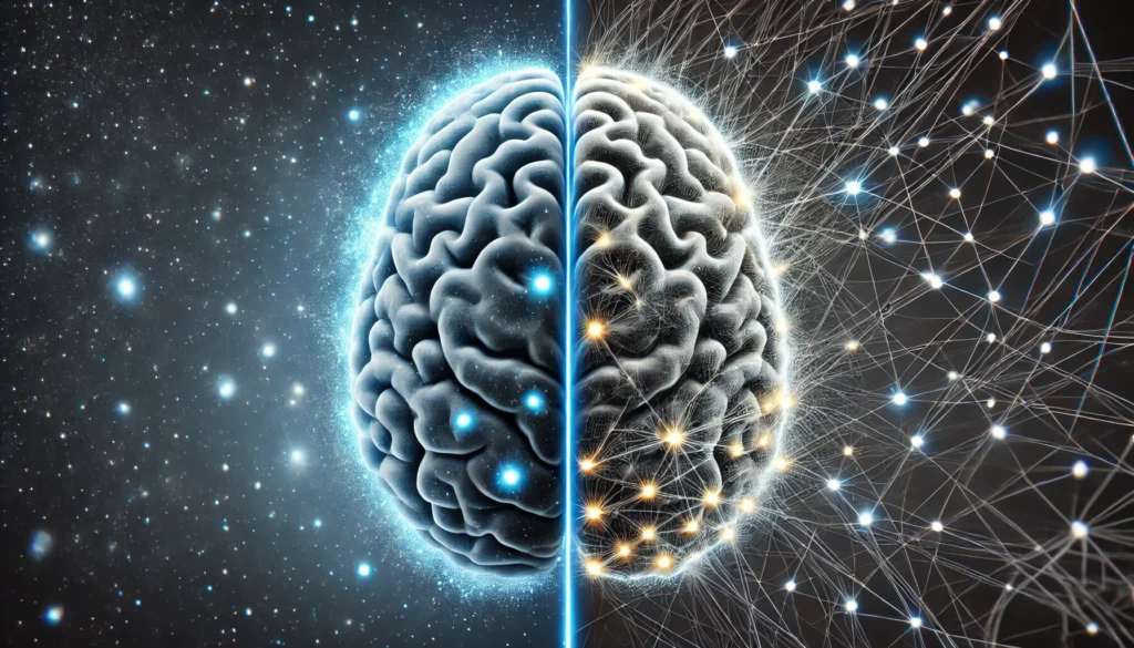 Illustration of sleep deprivation's impact on memory, showing a split image of a well-rested brain with strong neural connections versus a sleep-deprived brain with fading, broken pathways